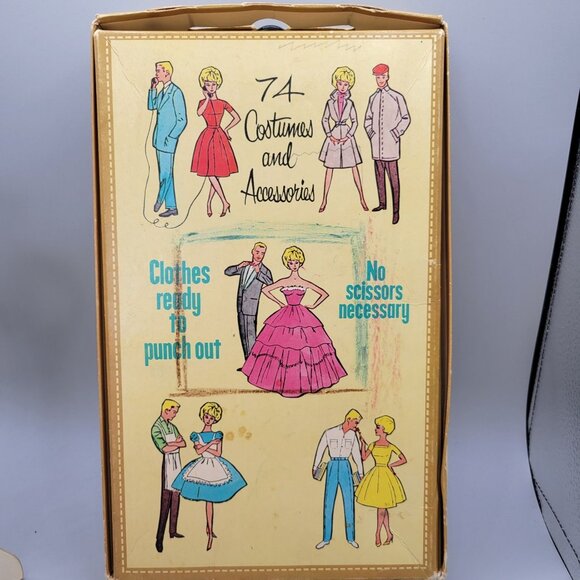 1963 Barbie Ken Stand-Up Paper Dolls Plastic Stands Clothes Whitman - Picture 10 of 12
